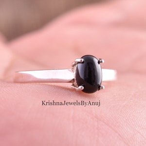 Amazing Black Onyx Silver Ring - 925 Sterling Silver Onyx Ring - Dainty Ring - Prong Ring - Promise Ring - Handmade Ring - Onyx Jewelry
