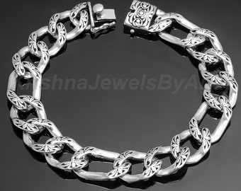 Stunning Designed Silver Chain Bracelet For Men's - 925 Solid Sterling Silver Bracelet - Handmade Oxidised Silver Bracelet - Gift For Men's