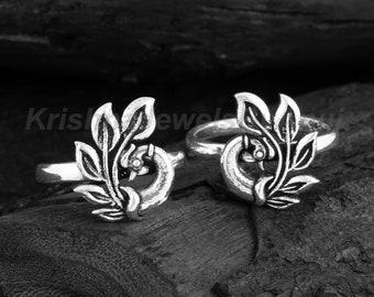 Gorgeous Peacock Toe Ring - 925 Sterling Silver Toe Ring - Toe Ring Pair - Adjustable Toe Band - Oxidized Toe Ring - Indian Ethnic Jewelry
