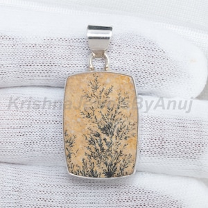 Natural Psilomelane Dendrite Pendant - Solid 925 Sterling Silver Psilomelane Dendrite Pendant - Handmade Silver Pendant - Silver Jewelry image 1
