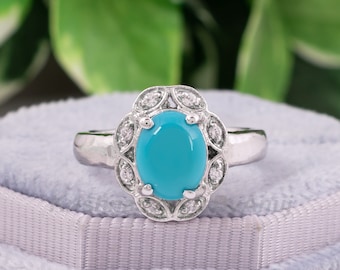 Gorgeous Natural Turquoise Gemstone Ring - 925 Sterling Silver Ring - Size 6 US - December Birthstone Ring - Sleeping Beauty Turquoise Ring