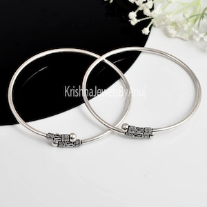 925 Sterling Silver Feet Ankle Bangle - Oxidize Silver Flexible Feet Bracelet - Traditional Indian Ankle Bangle - Everyday Bangle For Women
