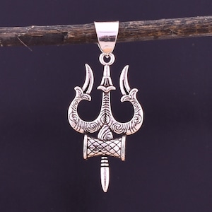 Lord Shiva Trishul Pendant - Solid 925 Sterling Silver Pendant - Oxidize Handmade Pendant - Indian God Pendant - Religious Indian Jewelry