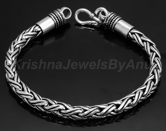 Stylish Silver Chain Bracelet For Men's - 925 Solid Sterling Silver Bracelet - Handmade Oxidised Silver Bracelet - Gift For Men's