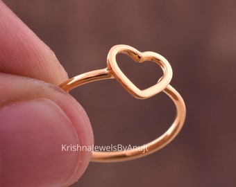 Pretty Heart Ring - 925 Sterling Silver Dainty Ring - Tiny Ring - Size 3 To 13 US - Stacking Ring - Handmade Ring - Propose Ring - Love Ring