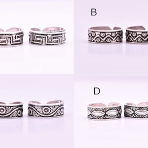 Handmade Toe Ring - Solid 925 Sterling Silver Toe Ring Pair - Adjustable Toe Band - Oxidize Toe Ring - Silver Midi Toe Ring -Indian Jewelry