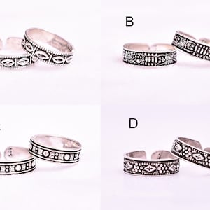 Massives 925 Sterling Silber Zehenring Paar - Verstellbarer Zehenring - Oxidierter Zehenring - Silber Midi Zehenring - Fußschmuck - Handgemachter Zehenring