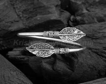 Fabulous Leaf Silver Cuff Bangle - 925 Solid Sterling Silver