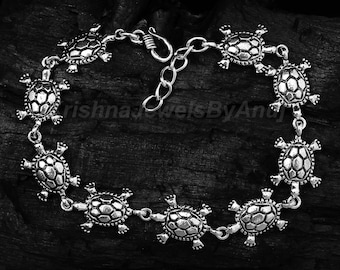 Magnifique bracelet en argent tortue - Bracelet tortue en argent sterling 925 - Bracelet oxydé - Bijoux bracelet faits à la main