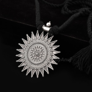925 Sterling Silver Traditional Oxidized Necklace - Silver Thread Necklace - Unique Necklace - Vintage Necklace - Antique Necklace