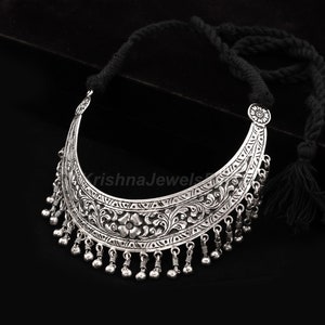 925 Sterling Silver Beautiful Oxidized Necklace - Traditional Jewelry - Silver Pendant - Tribal Necklace - Adjustable Necklace
