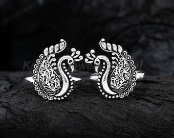 Gorgeous Peacock Toe Ring - 925 Solid Sterling Silver Toe Band - Indian Traditional Toe Ring - Feet Jewelry - Beach Jewelry - Ethnic Jewelry