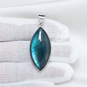 Gorgeous Labradorite Pendant - 925 Sterling Silver Blue Fire Labradorite Pendant - Labradorite Jewelry - Handmade Jewelry