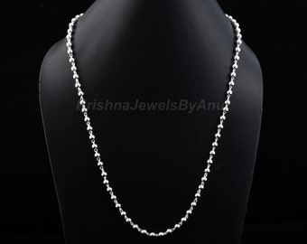 925 Sterling Silver Chain Necklace - Ball Beads Chain Necklace - Handmade Beaded Chain - Daily Wear Chain Necklace - Perfect Gift For Girls