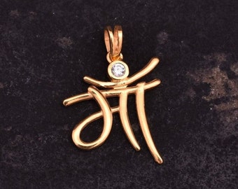 925 Sterling Silver Mother Name Pendant - Mother Name Pendant In Indian Language - Length 2.5 Cm - Mom Pendant - Hindi Initial Maa Pendant
