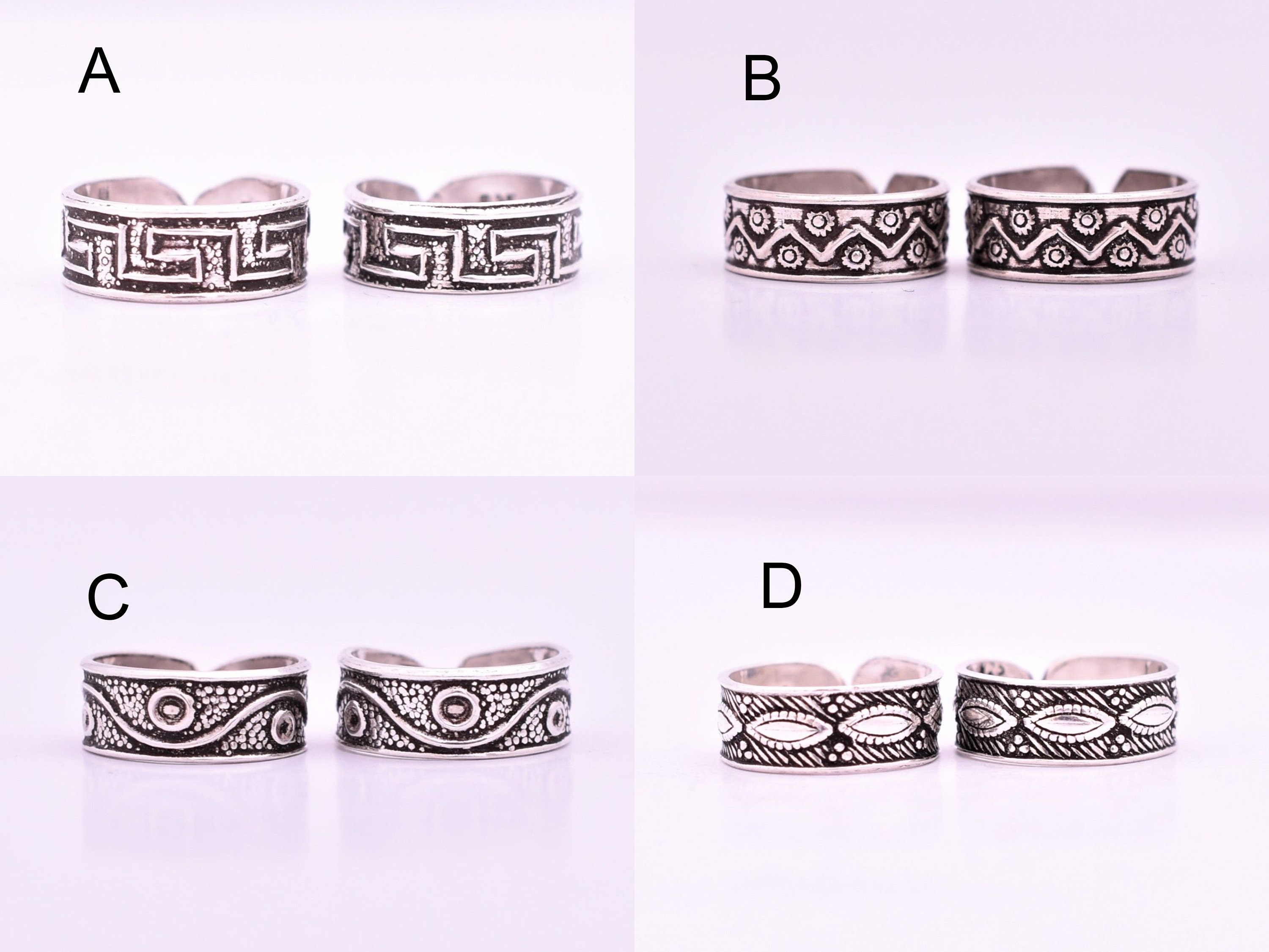 Handmade Toe Ring - Solid 925 Sterling Silver Toe Ring Pair