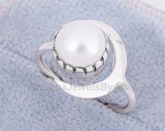 ホワイトパール スパイラル リング ☆Maimoda Jewelry Spiral Pearl x Gold Ring – Pearlish
