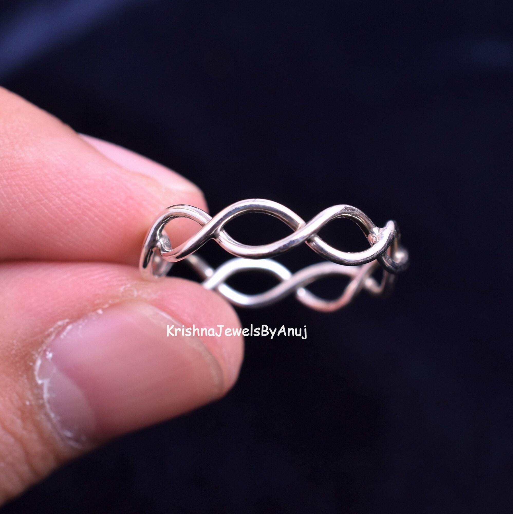 Infinity Silver Ring - Size 3 to 13 US - Twisted Midi Ring Infinity Silver Ring - Size 3 to 13 US - Twisted Midi Ring