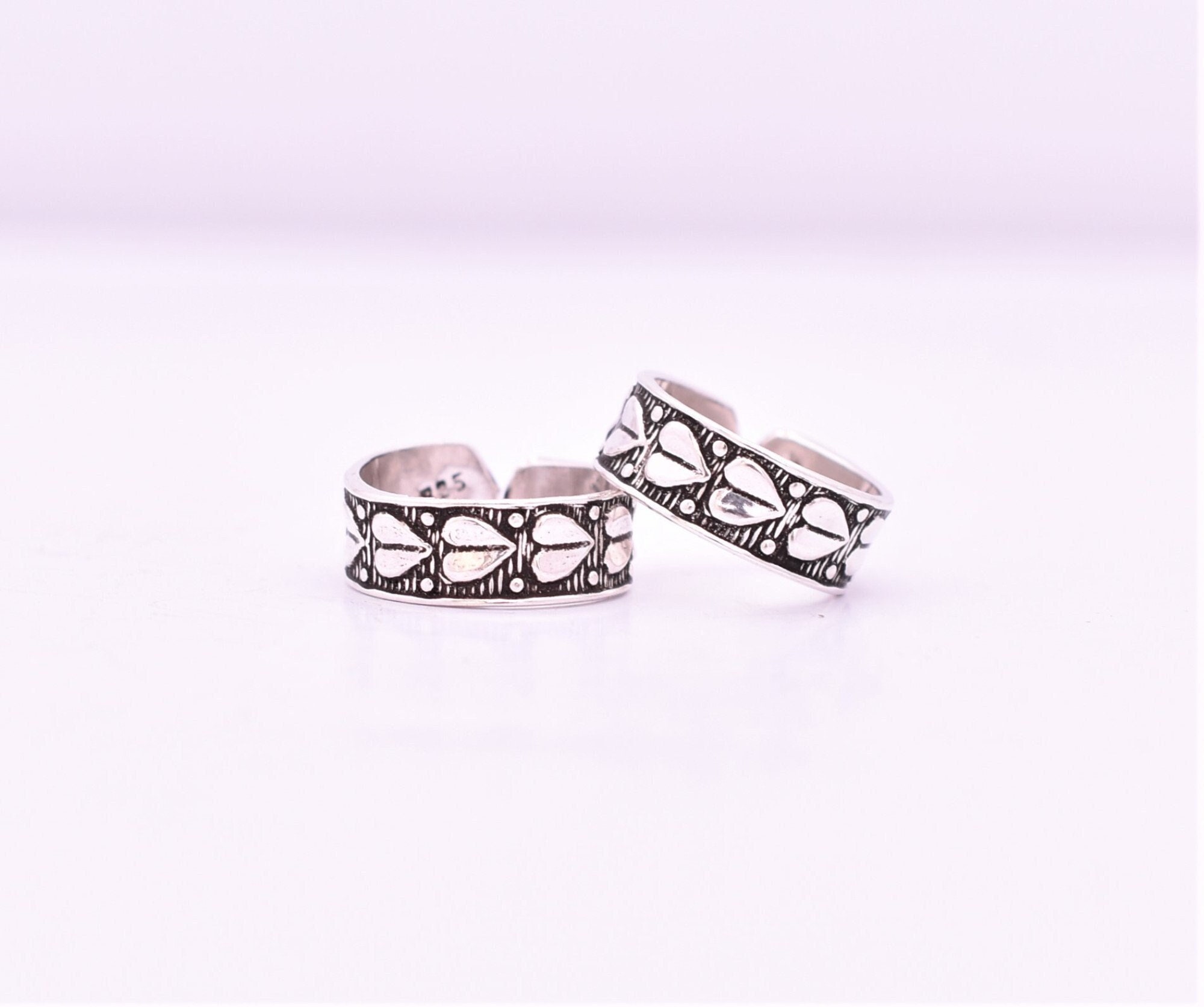 COYSEIO★アクセ★韓国★人気 SILVER TOE RING SET SILVER Solid 925 Sterling Silver Toe Ring Pair - Heart Toe Ring