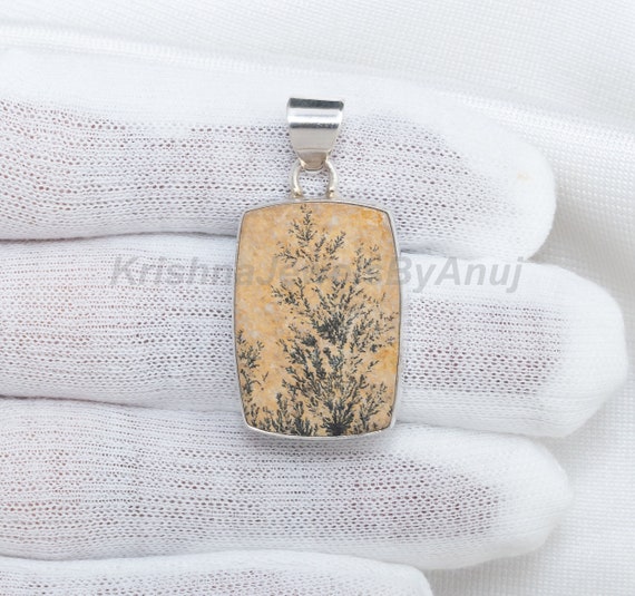 Natural Psilomelane Dendrite Pendant - Solid 925 Sterling Silver Psilomelane Dendrite Pendant - Handmade Silver Pendant - Silver Jewelry