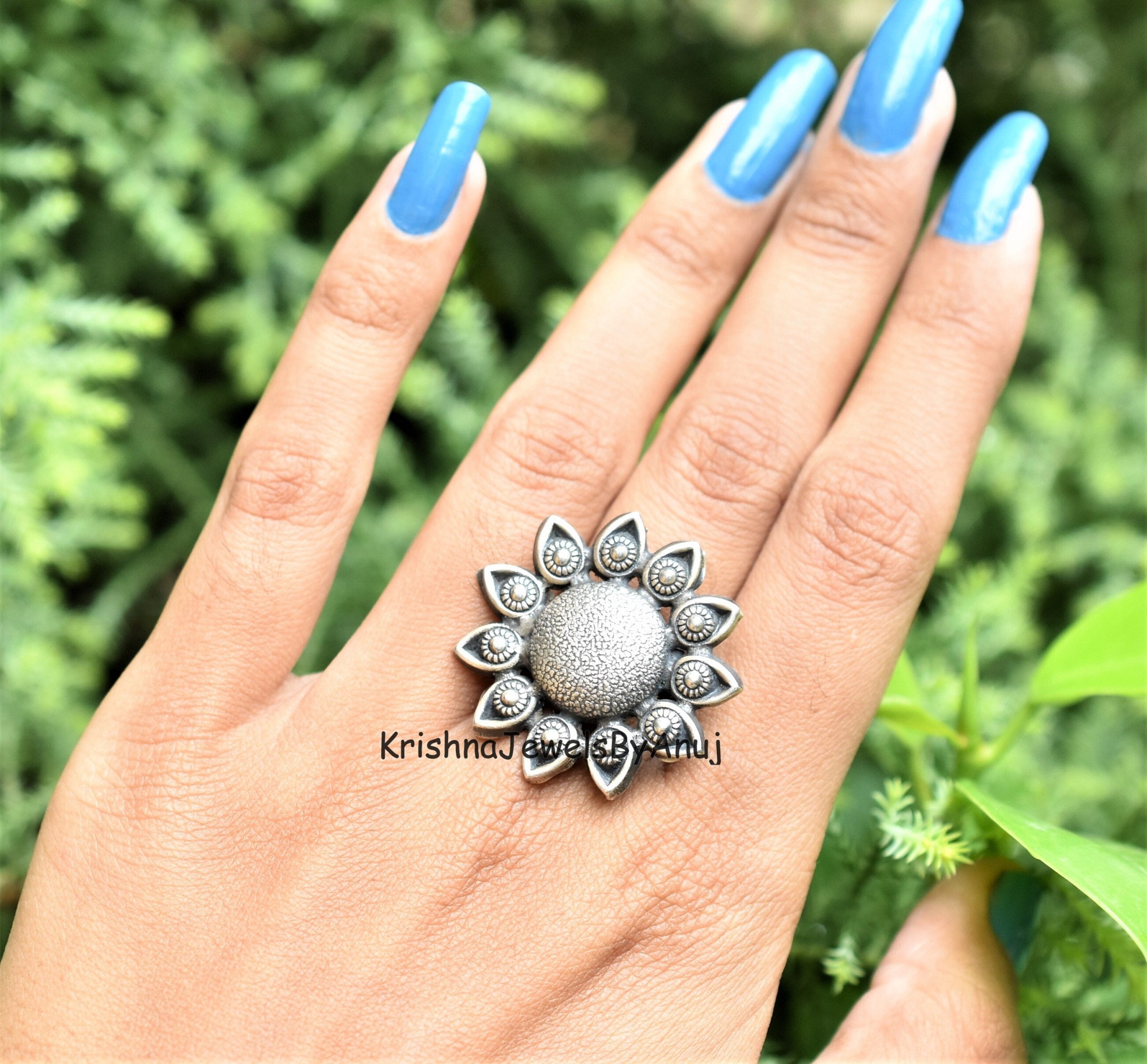Silver Sunshine Oxidised Ring – GIVA Jewellery