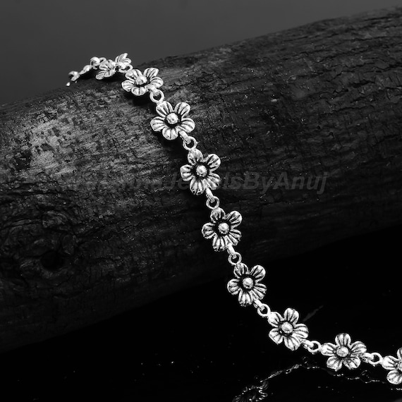 Gucci Design Bracelet for Women SV925 13.4g Silver Flower GG