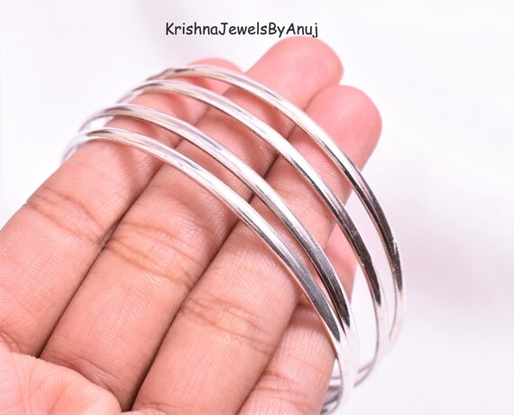 Plain solid sale silver bangles