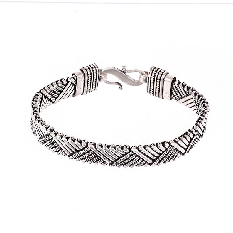 Handmade Jewelry 925 Solid Sterling Silver Length- 7 to 8.25 Antique Bracelet Oxidized Bracelet Bohemian Unique Chain Bracelet