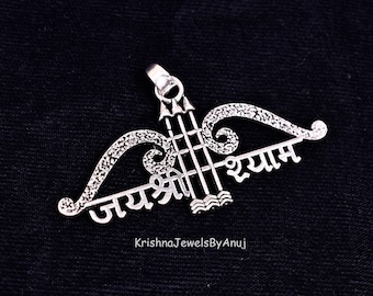 925 sterlingzilveren hanger - Lord Krishna-naamhanger - Handgemaakte oxiderende hanger - Indiase godhanger - religieuze Indiase sieraden