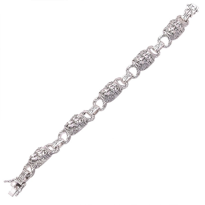 21 Antique Bracelet- KCB Bohemian Angry Lion Face Handmade Bracelet Oxidized Bracelet Length-8 Inches 925 Solid Sterling Silver