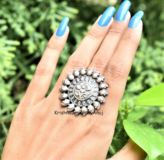 ZaffreCollections Round Big Size Oxidised Gold Adjustable ring for Women  Alloy Ring Price in India - Buy ZaffreCollections Round Big Size Oxidised  Gold Adjustable ring for Women Alloy Ring Online at Best