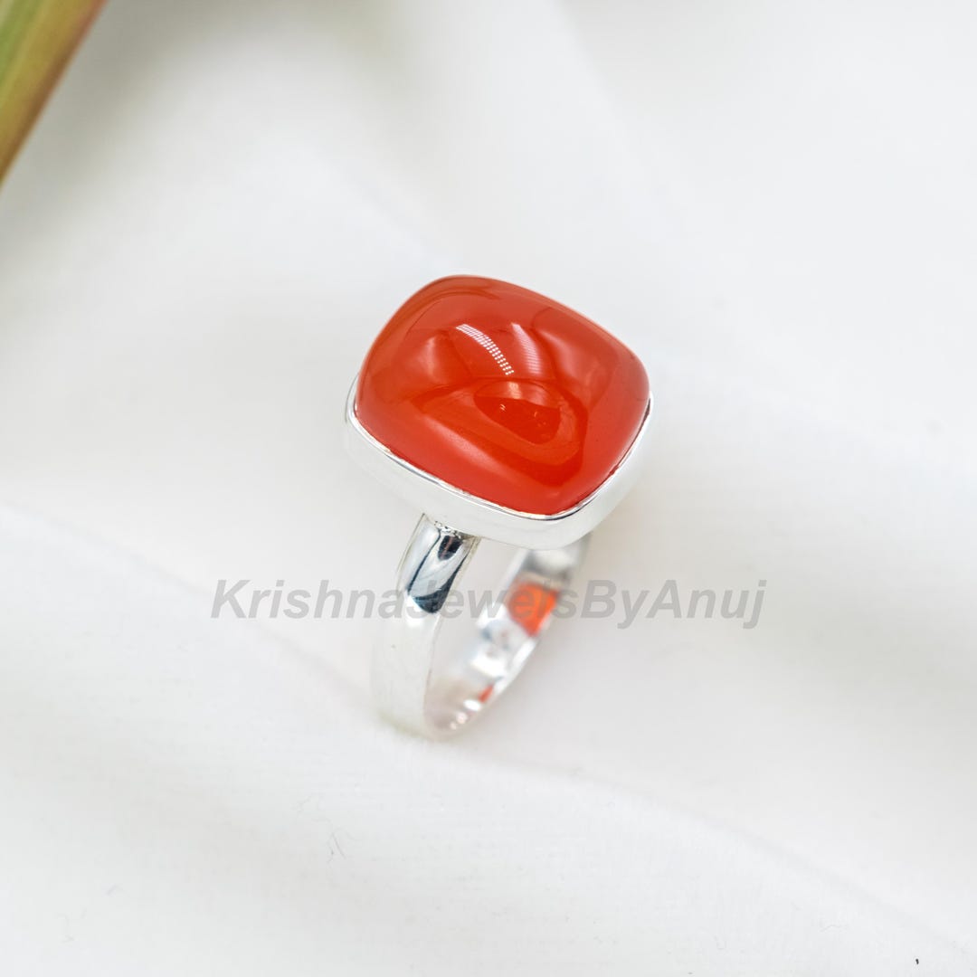 Gorgeous Red Onyx Silver Ring - 925 Solid Sterling Silver Ring ...