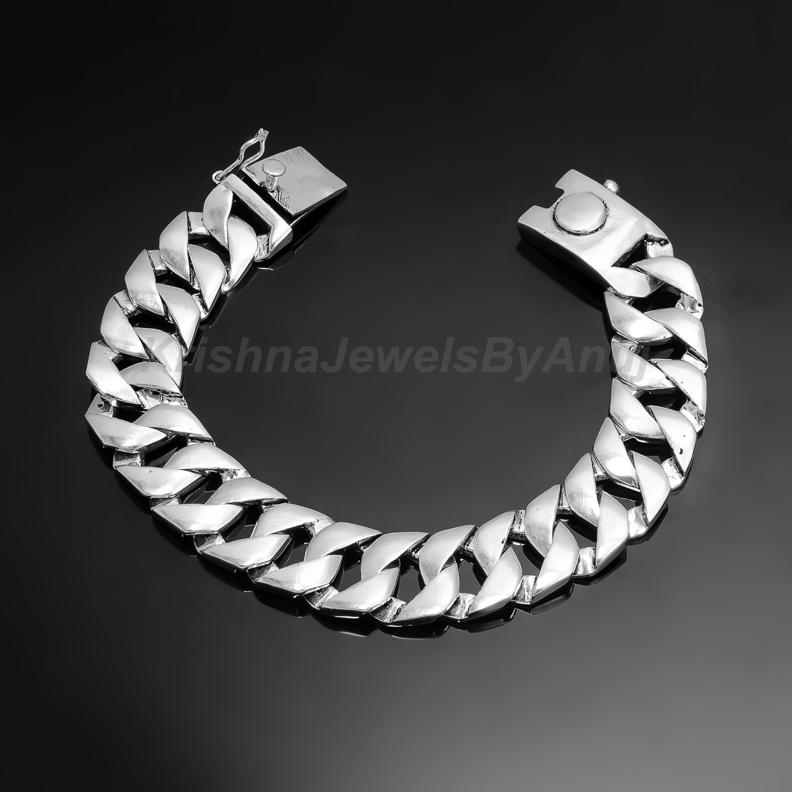 アクセサリー Cuban Chain Bracelet - Silver 925 Men's Real Solid 925 Sterling Silver Sleek Cuban Link