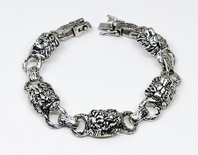 21 Antique Bracelet- KCB Bohemian Angry Lion Face Handmade Bracelet Oxidized Bracelet Length-8 Inches 925 Solid Sterling Silver