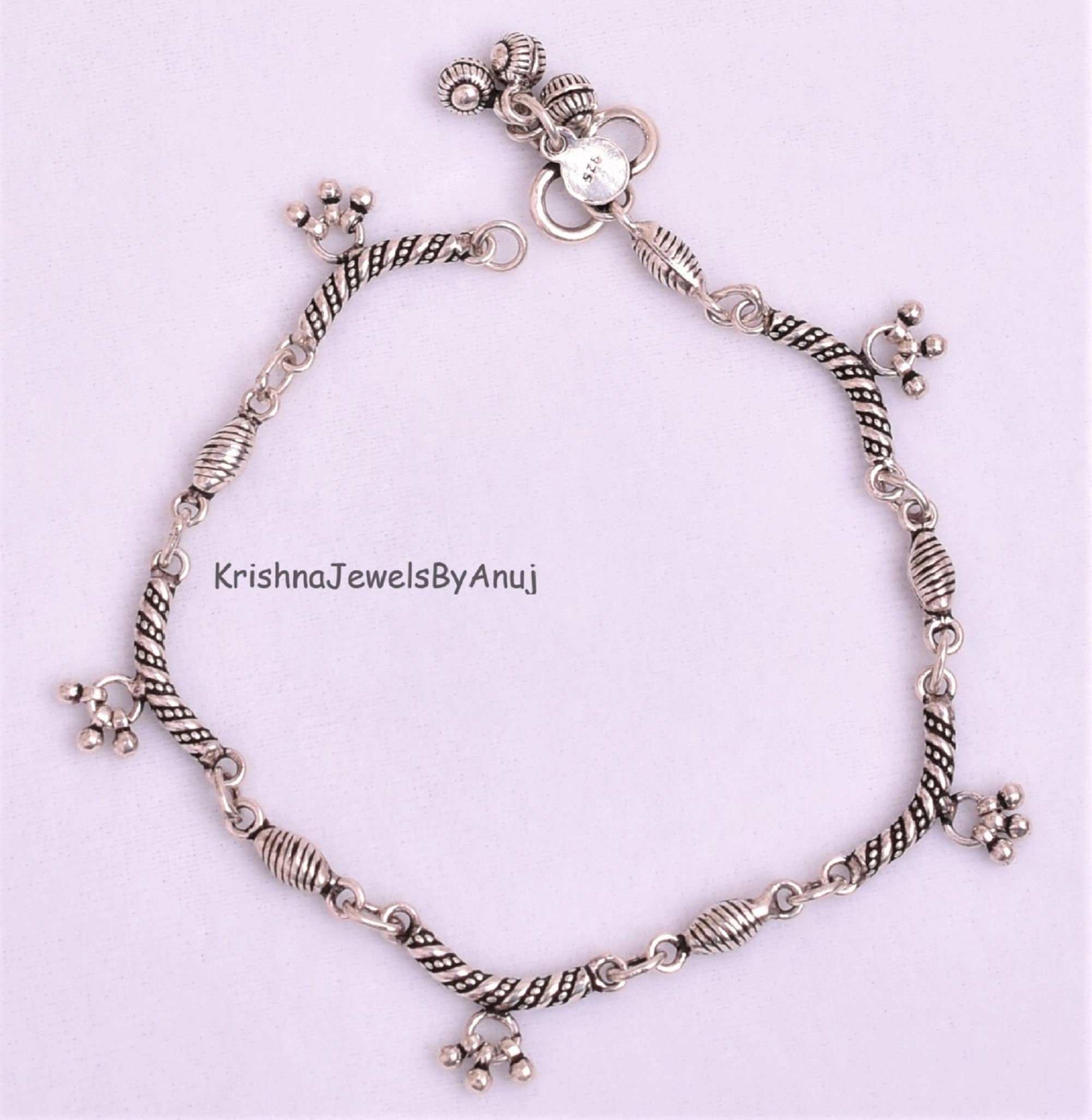 Sterling Silver Dangling Charm Anklet – Butterfly, Dragonfly & Flower Charms, Rhodium Plated, 9" + 1" Extender, Hypoallergenic