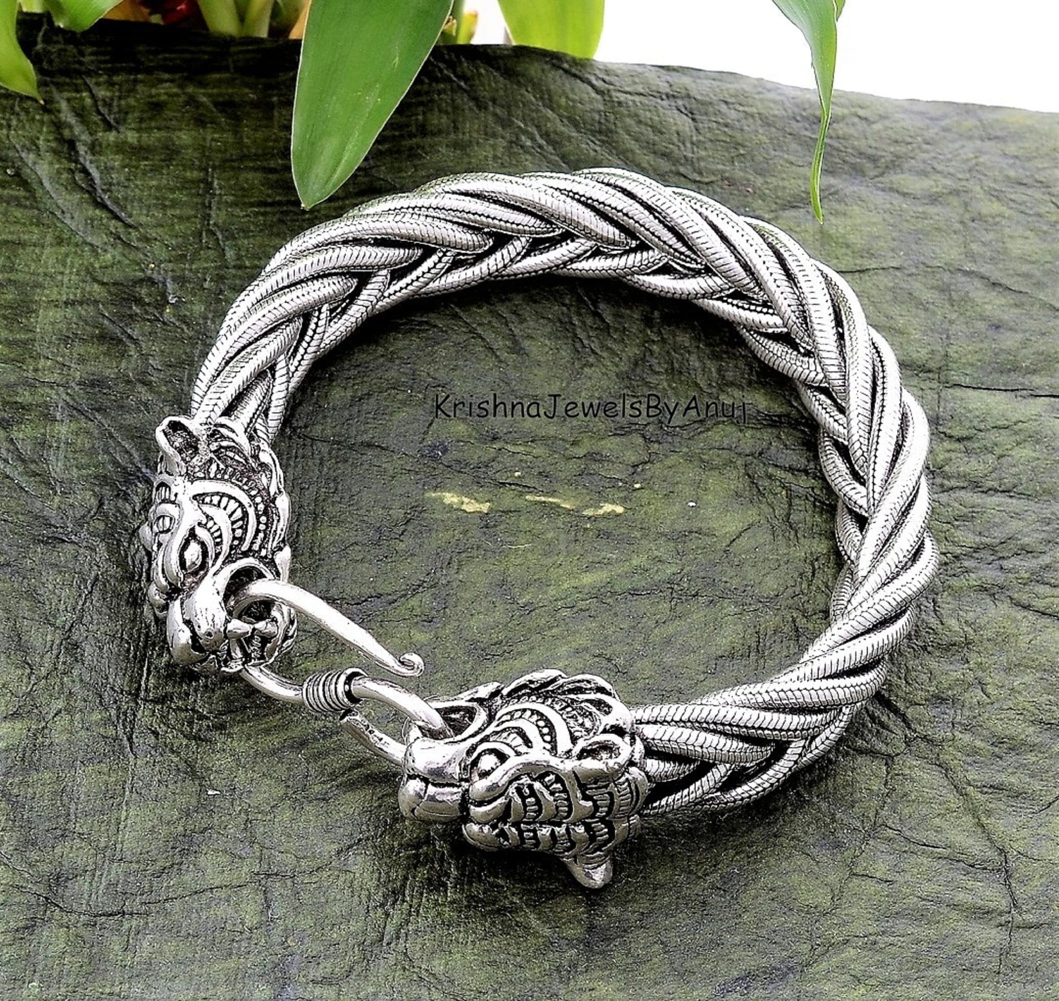 Solid 925 Sterling Silver Tiger Bracelet Stylish Sterling Silver Heavy Chain Men s Bracelet Braided Thick Chain Tiger Silver Bracelet Etsy UK