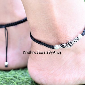 Women Black Western Evil Eye Thread Anklet – Silvermerc Designs