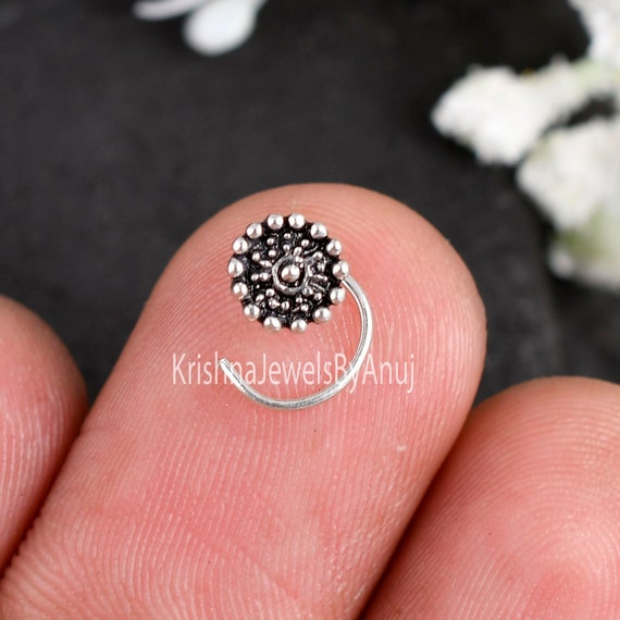 Buy Giva Silver Oxidised Pink Flower Crescent Nose Pin For Women Online at  Best Prices in India - JioMart.
