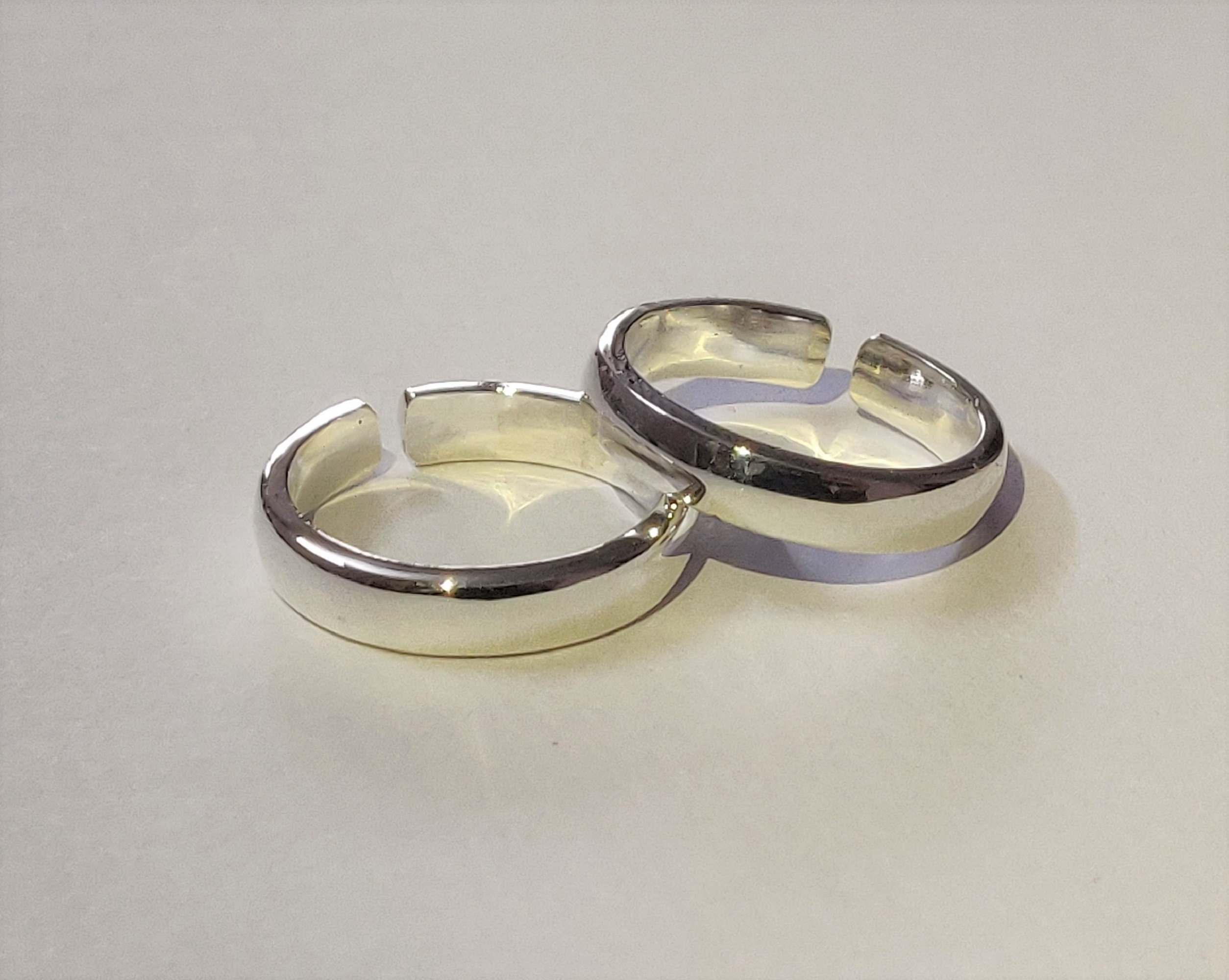 925 Solid Sterling Silver Toe Ring Pair - 4mm Wide Thick Toe