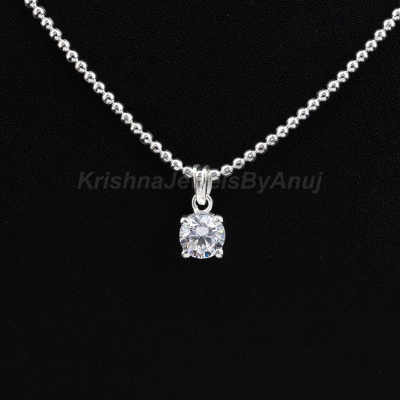 925 Sterling Silver Chain Necklace - Lab Created Diamond