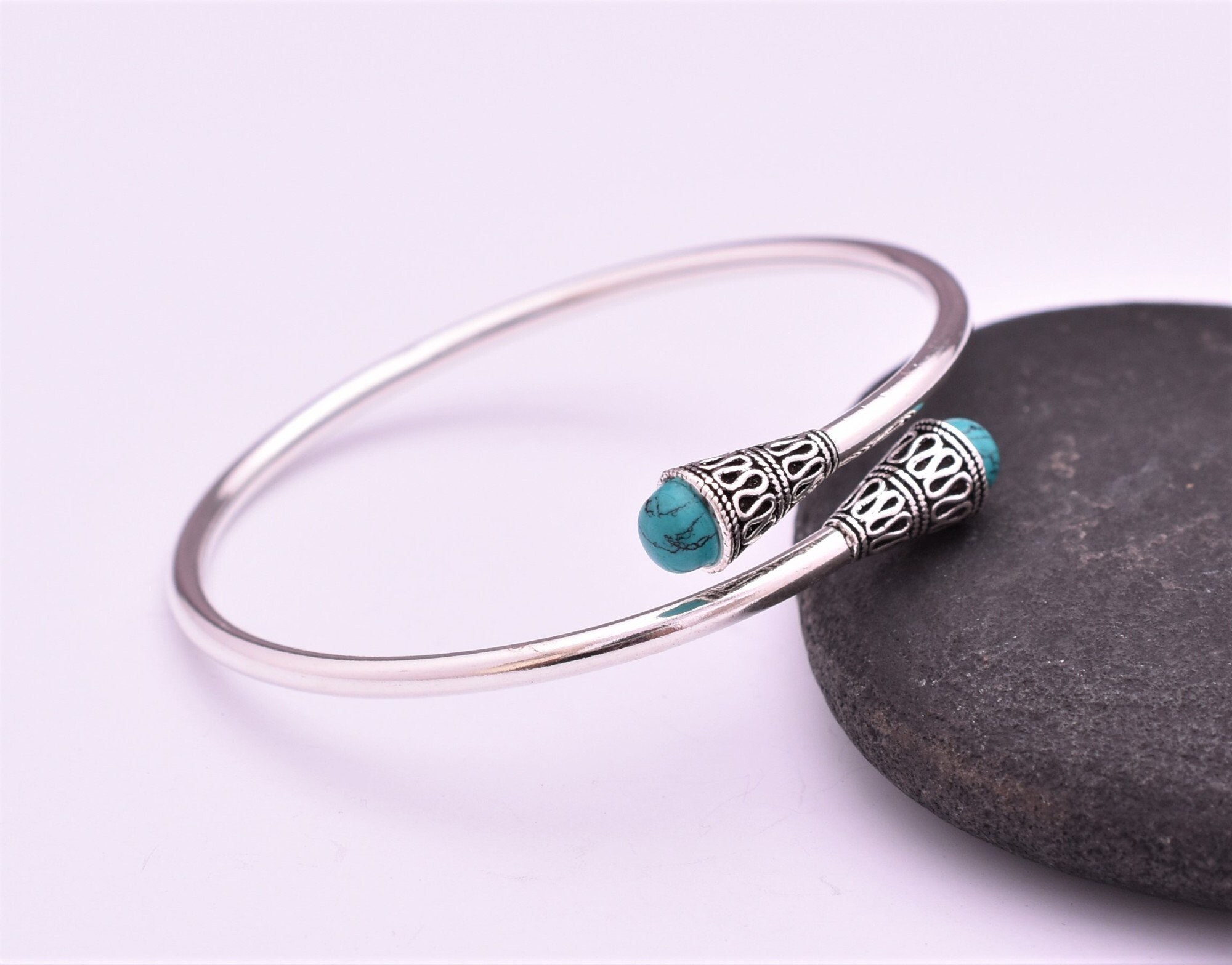 925 Solid Sterling Silver Bracelet - Size 2.4 Inches (inside