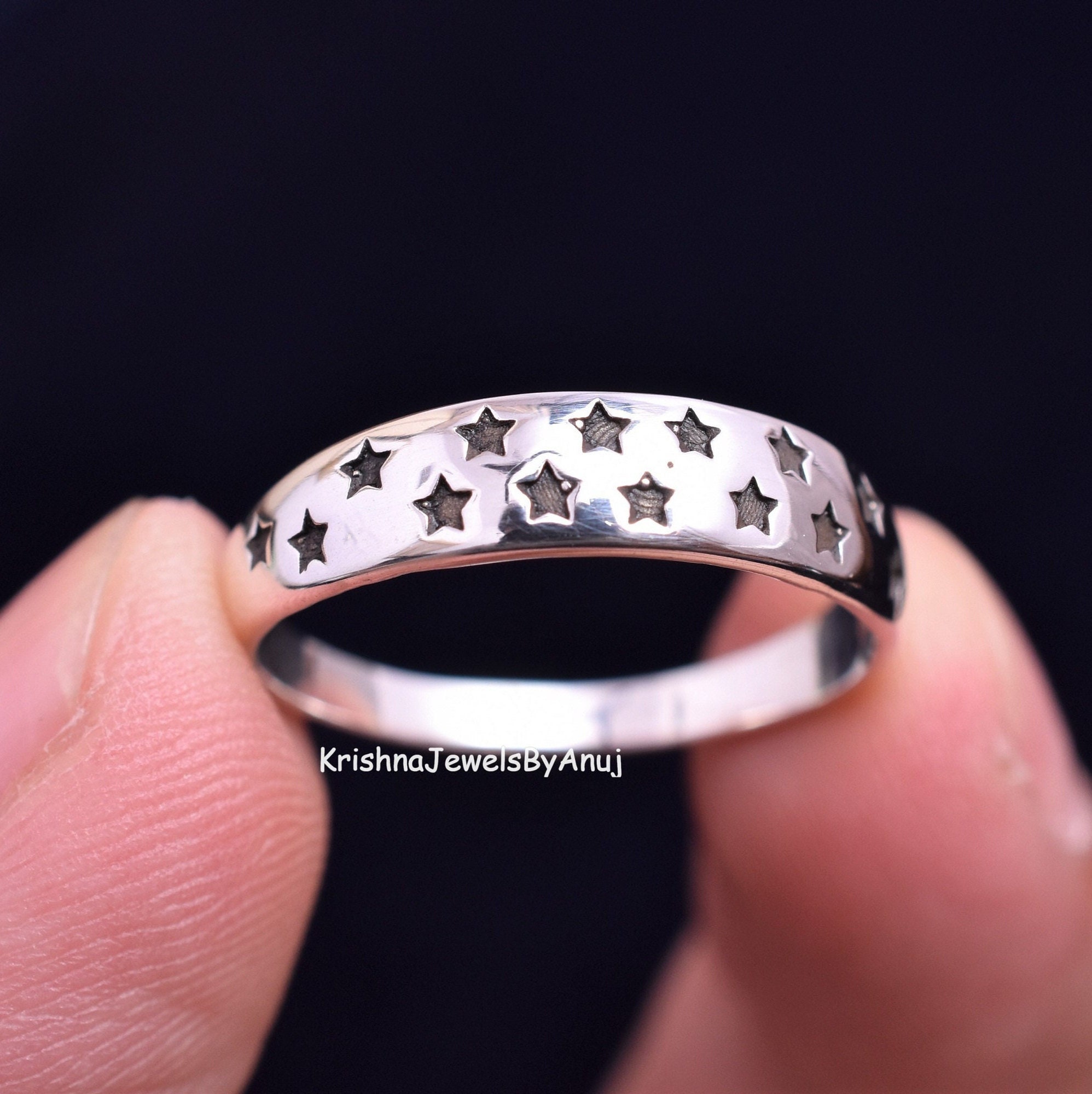 Amazing Star Silver Ring - 925 Sterling Silver Ring - 5 Mm Wide