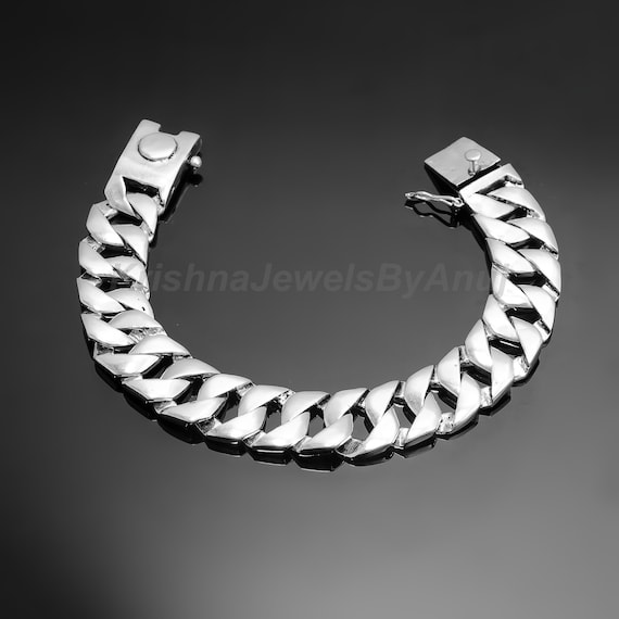 Solid 925 Sterling Silver Cuban Link Chain Bracelet - Curb