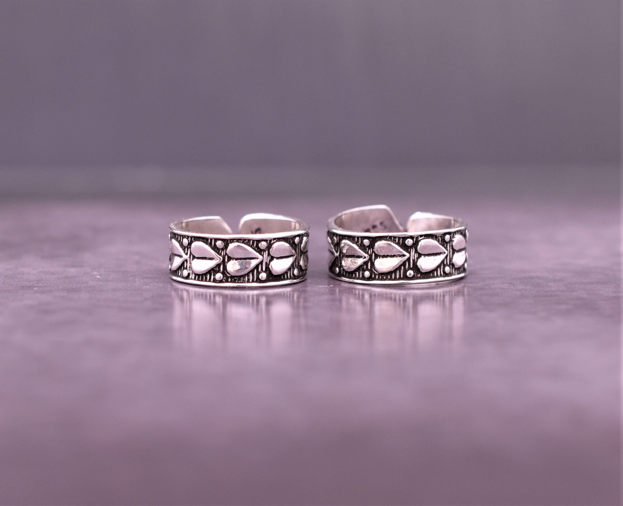COYSEIO★アクセ★韓国★人気 SILVER TOE RING SET SILVER Solid 925 Sterling Silver Toe Ring Pair - Heart Toe Ring