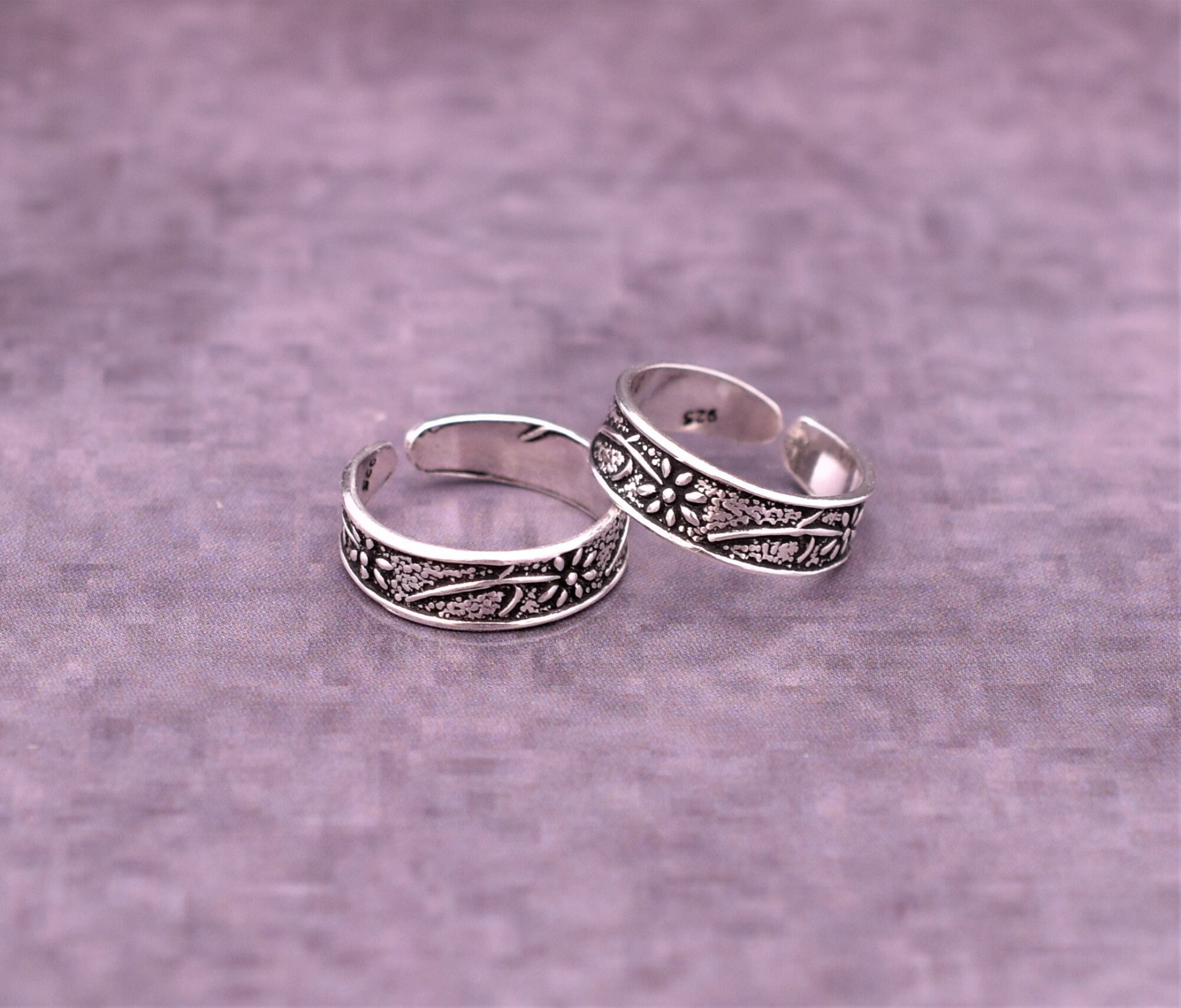 WithLoveSilver 925 Sterling Silver Filigree Toe Ring - Wire Cut Out Design, Adjustable, Black Velvet Pouch - View #6