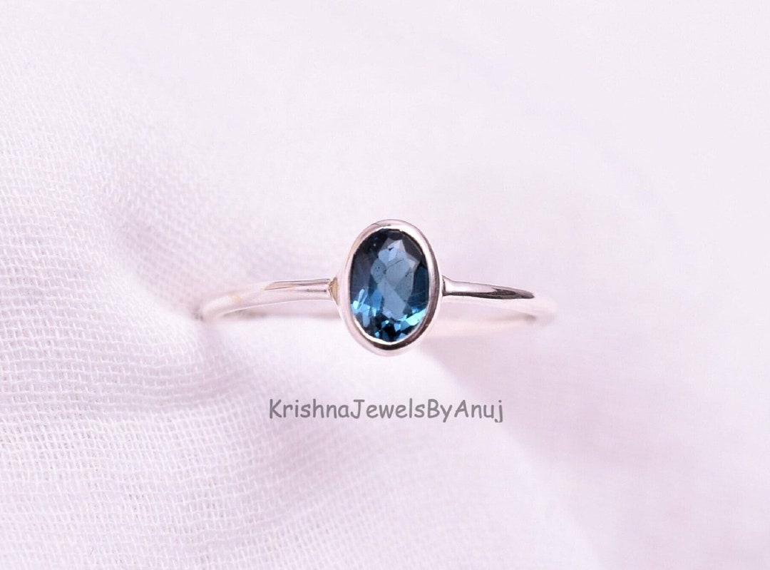 Natural London Blue Topaz Ring - 925 Sterling Silver Ring - December ...