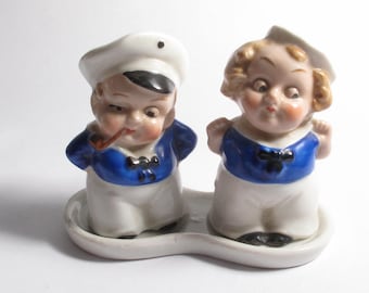 Wagner en Apel Sailor Boy & Girl zoutpepervaatjes Cruetset porselein