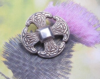 Vintage Sterling Silver 925 Scottish Celtic Cross Brooch Pretty Gift