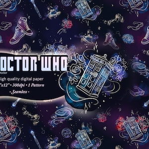 Doctor Who, Dr Who, Digital Paper, Seamless Pattern, Paper, Fabric, Tardis, Whovian