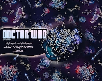 Doctor Who, Dr Who, Digital Paper, Seamless Pattern, Paper, Fabric, Tardis, Whovian